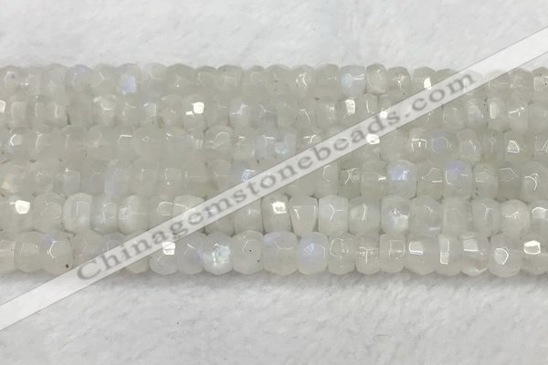 CMS1911 15.5 inches 5*8mm faceted rondelle white moonstone beads