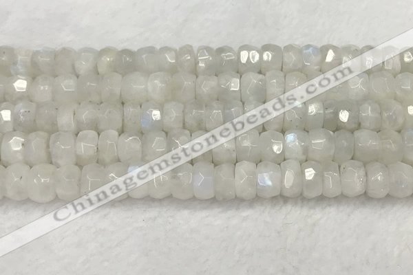 CMS1912 15.5 inches 6*10mm faceted rondelle white moonstone beads