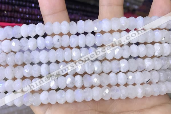 CMS1926 15.5 inches 5*8mm faceted rondelle white moonstone beads