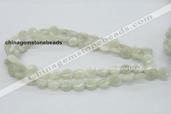 CMS210 15.5 inches 14mm flat round moonstone gemstone beads wholesale