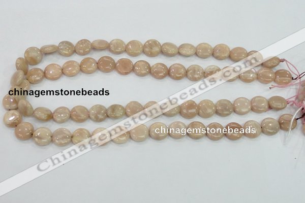 CMS22 15.5 inches 12mm flat round moonstone gemstone beads wholesale