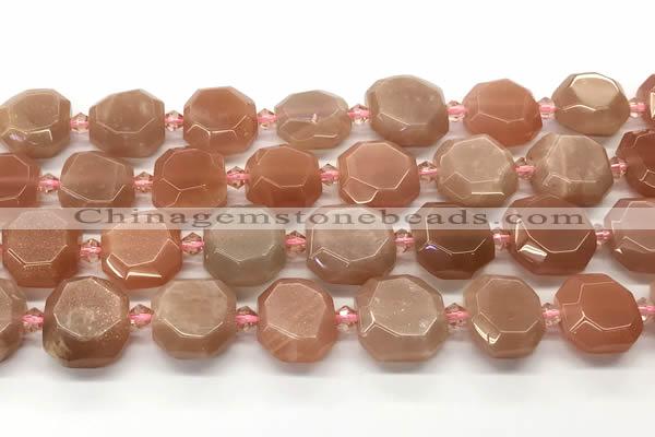 CMS2230 15 inches 15*15mm faceted freeform moonstone beads