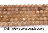 CMS2259 15 inches 8mm faceted round orange moonstone beads