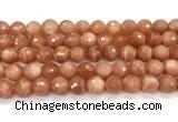 CMS2260 15 inches 10mm faceted round orange moonstone beads