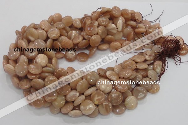 CMS23 15.5 inches 14mm flat round moonstone gemstone beads wholesale