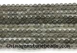 CMS2300 15 inches 4mm round black moonstone beads wholesale