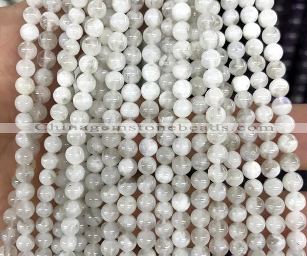 CMS2366 15 inches 4mm round white moonstone beads wholesale