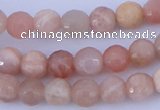 CMS350 15.5 inches 6mm faceted round natural pink moonstone beads