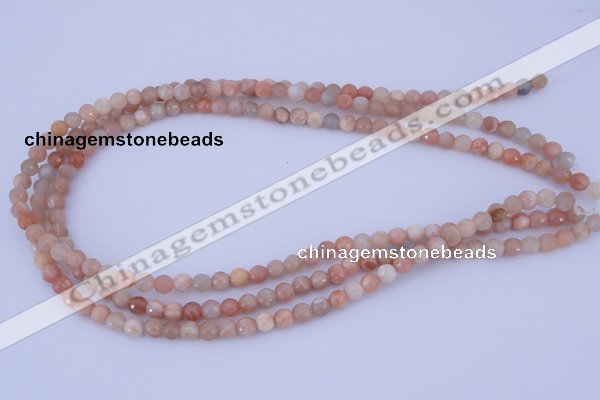 CMS350 15.5 inches 6mm faceted round natural pink moonstone beads