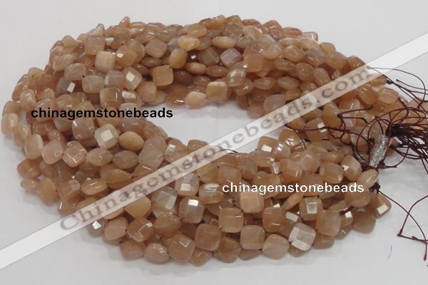 CMS41 15.5 inches 10*10mm faceted diamond moonstone gemstone beads