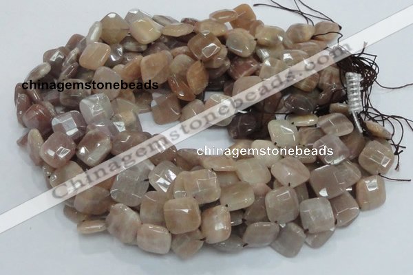 CMS42 15.5 inches 14*14mm faceted diamond moonstone gemstone beads