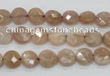 CMS43 15.5 inches 8mm faceted coin moonstone gemstone beads