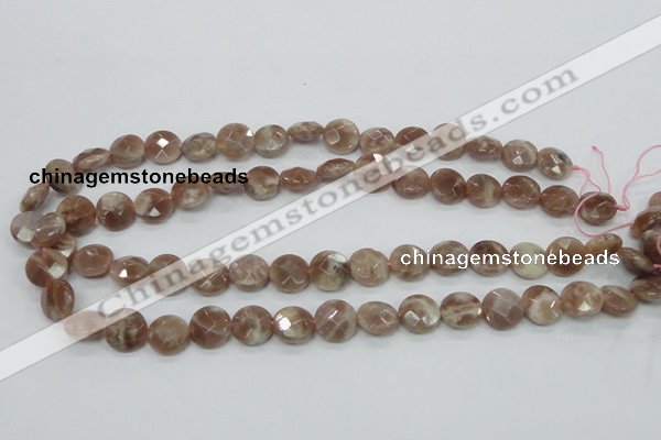 CMS45 15.5 inches 12mm faceted coin moonstone gemstone beads