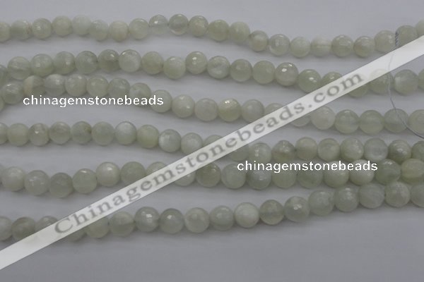 CMS453 15.5 inches 8mm faceted round white moonstone gemstone beads