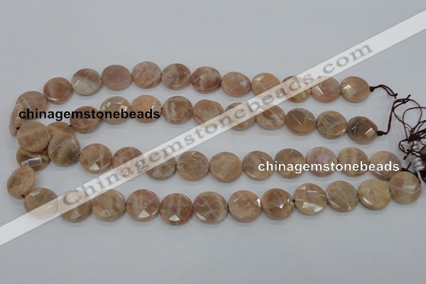 CMS47 15.5 inches 16mm faceted coin moonstone gemstone beads