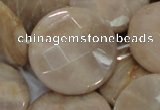 CMS48 15.5 inches 30mm faceted coin moonstone gemstone beads