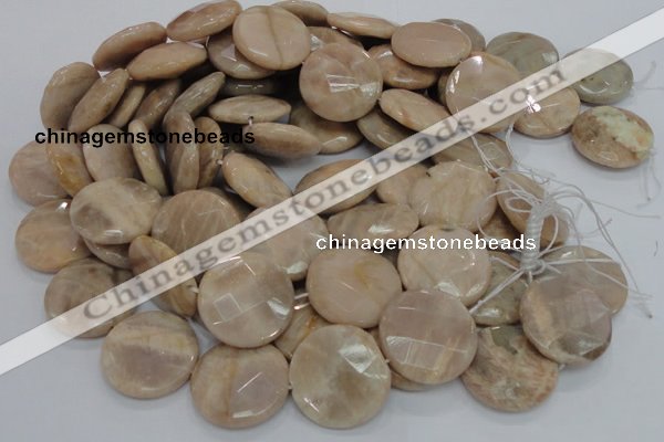 CMS48 15.5 inches 30mm faceted coin moonstone gemstone beads