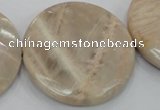CMS50 15.5 inches 50mm faceted coin moonstone gemstone beads