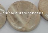 CMS50 15.5 inches 50mm faceted coin moonstone gemstone beads