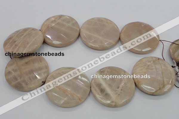 CMS50 15.5 inches 50mm faceted coin moonstone gemstone beads