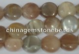 CMS521 15.5 inches 12mm flat round moonstone beads wholesale