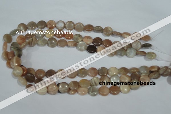 CMS521 15.5 inches 12mm flat round moonstone beads wholesale