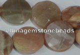 CMS558 15.5 inches 20mm faceted coin moonstone beads wholesale