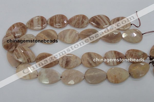 CMS56 15.5 inches 22*30mm faceted flat teardrop moonstone beads