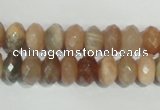 CMS565 15.5 inches 6*10mm faceted rondelle moonstone beads wholesale