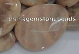 CMS57 15.5 inches 30*40mm faceted flat teardrop moonstone beads