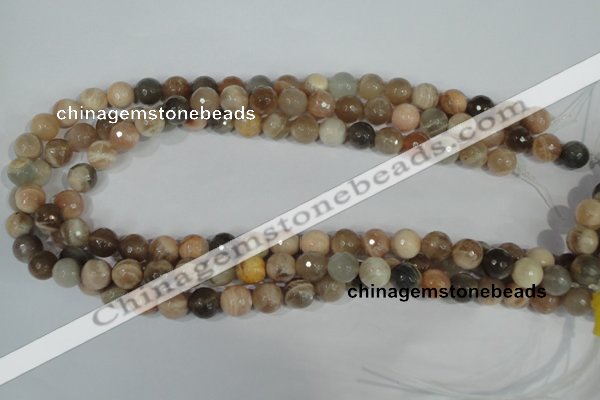 CMS572 15.5 inches 10mm faceted round moonstone beads wholesale