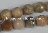 CMS573 15.5 inches 12mm faceted round moonstone beads wholesale