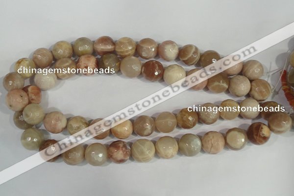 CMS574 15.5 inches 14mm faceted round moonstone gemstone beads