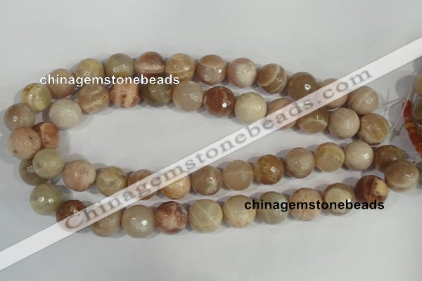CMS575 15.5 inches 16mm faceted round moonstone beads wholesale