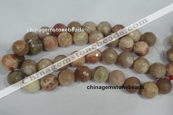 CMS577 15.5 inches 20mm faceted round moonstone beads wholesale