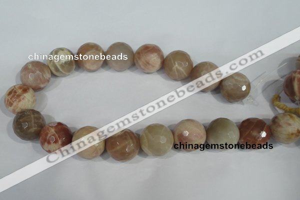 CMS578 15.5 inches 22mm faceted round moonstone beads wholesale