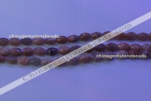 CMS582 15.5 inches 8*11mm faceted rice moonstone gemstone beads