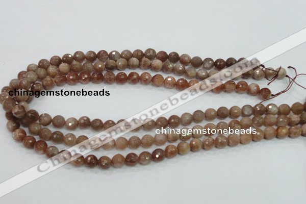 CMS59 15.5 inches 8mm faceted round moonstone gemstone beads