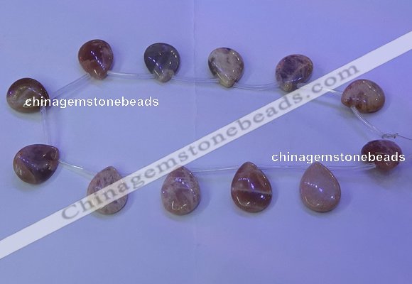 CMS598 Top drilled 18*25mm flat teardrop moonstone gemstone beads