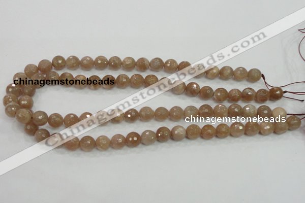 CMS60 15.5 inches 10mm faceted round moonstone gemstone beads
