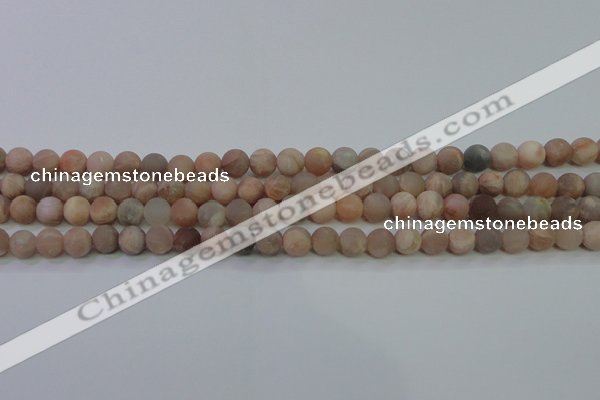 CMS602 15.5 inches 8mm round matte natural moonstone beads