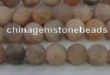 CMS603 15.5 inches 10mm round matte natural moonstone beads