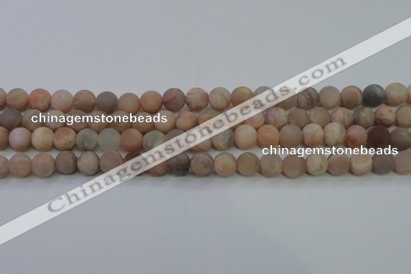 CMS604 15.5 inches 12mm round matte natural moonstone beads