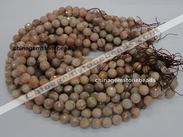 CMS61 15.5 inches 12mm faceted round moonstone gemstone beads