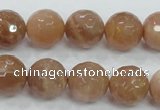 CMS62 15.5 inches 14mm faceted round moonstone gemstone beads