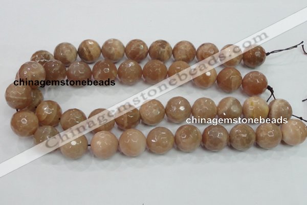 CMS64 15.5 inches 18mm faceted round moonstone gemstone beads