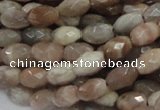 CMS70 15.5 inches 6*10mm faceted rice moonstone gemstone beads