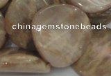 CMS80 15.5 inches 28mm twisted coin moonstone gemstone beads