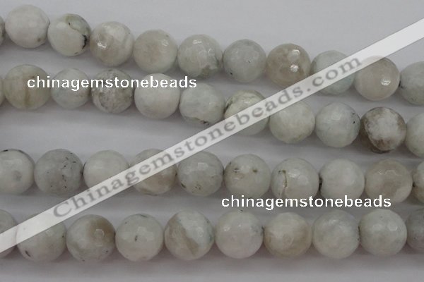 CMS805 15.5 inches 14mm faceted round white moonstone beads