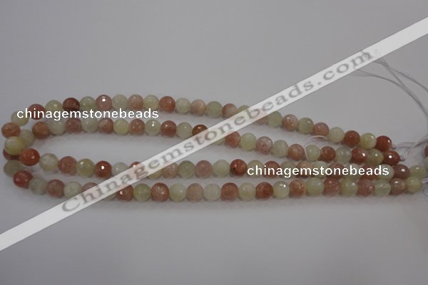 CMS871 15.5 inches 8mm faceted round moonstone gemstone beads